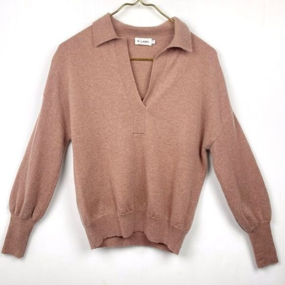 R Label Wool Cashmere Blend Sweater Collard Long Sleeve V Neck Pullover XSmall - Picture 6 of 6